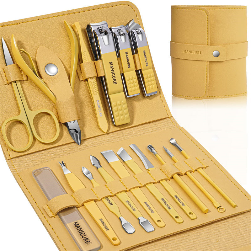 Manicure & Pedicure | 16-in-1 Full Function Kit with Leather Case