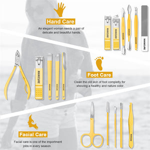 Manicure & Pedicure | 16-in-1 Full Function Kit with Leather Case